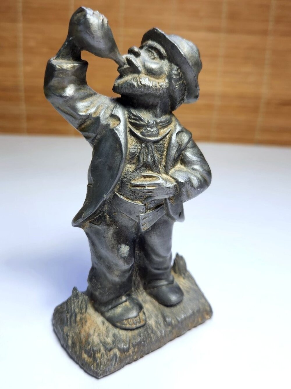 Vintage German Pewter Figurine Kern Rein Zinn Weichmetall Whimsical Drunk Man 5"